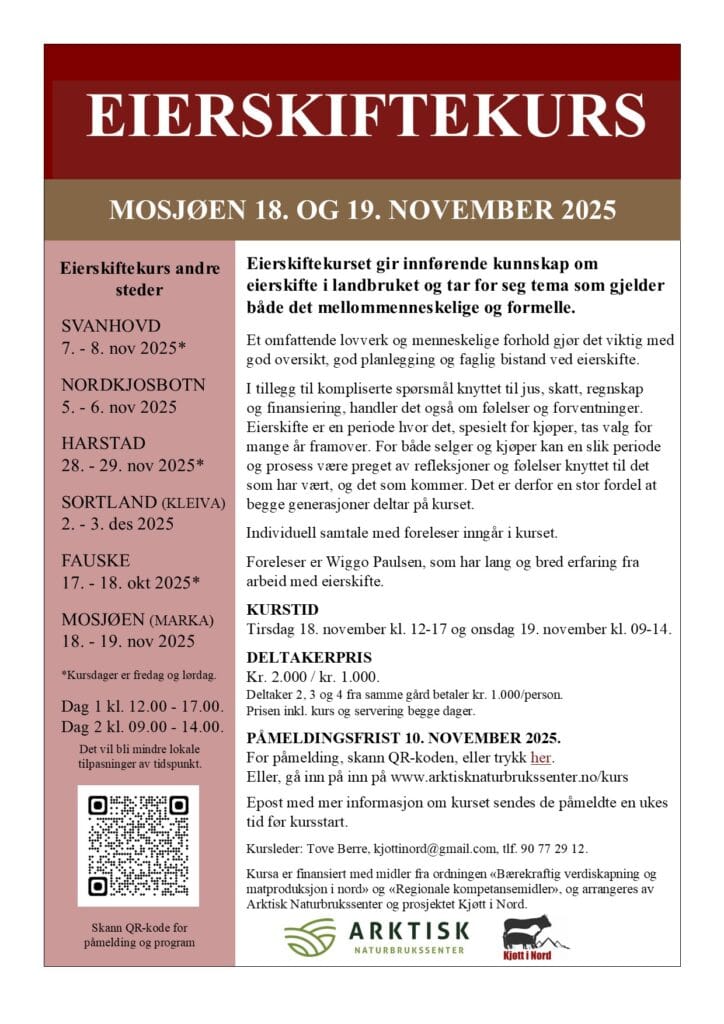 Invitasjon Eierskiftekurs Mosjøen